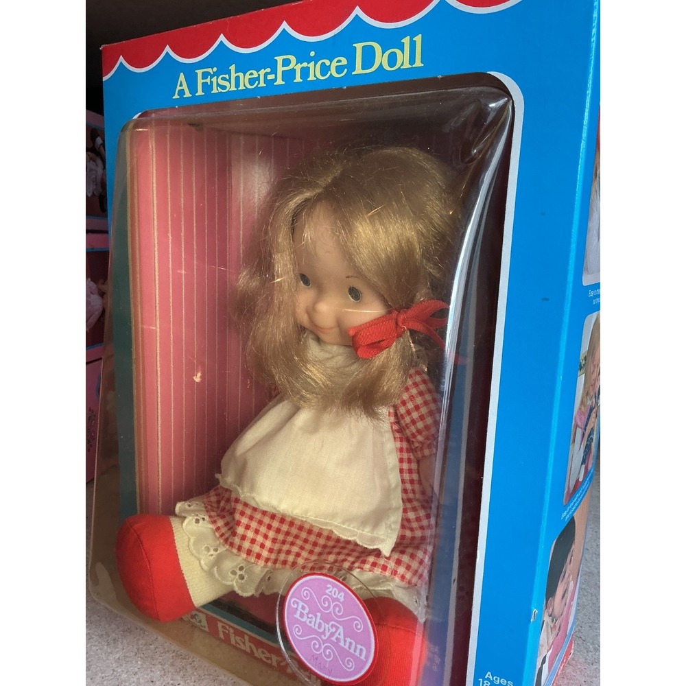 Fisher Price Vintage 1973 doll Mary Lapsitter 200 Red White Gingham W/ Apron box - Picture 5 of 7